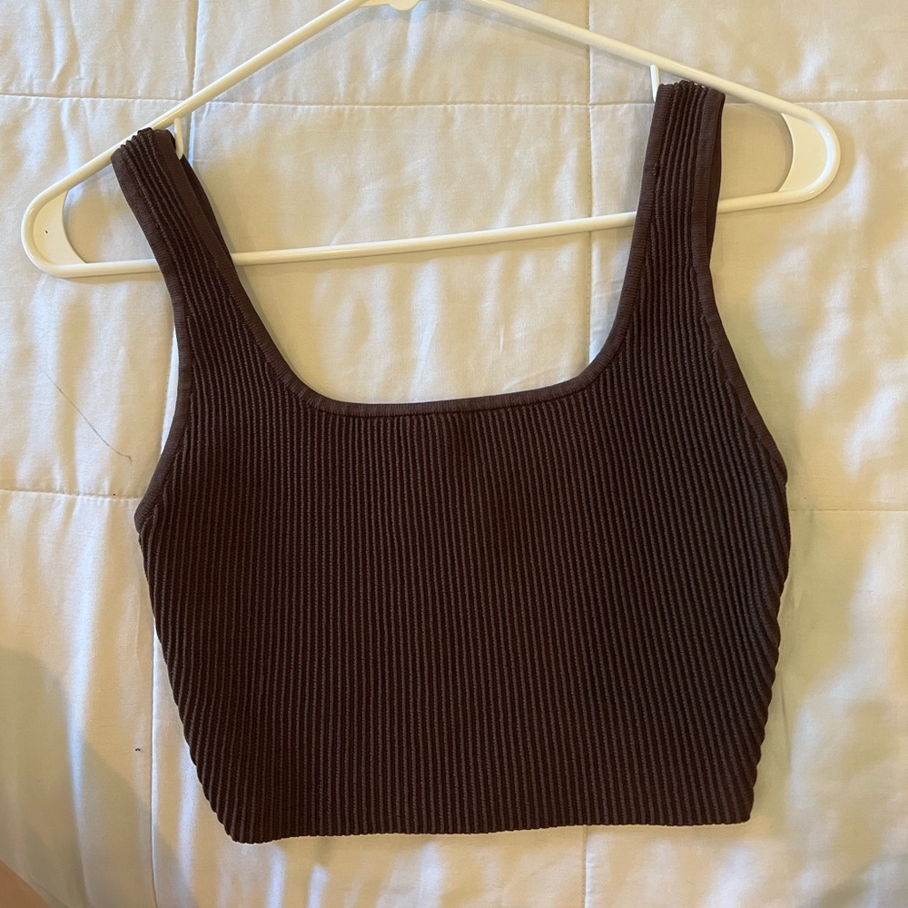 Babaton Chocolate Ribbed Tank Top